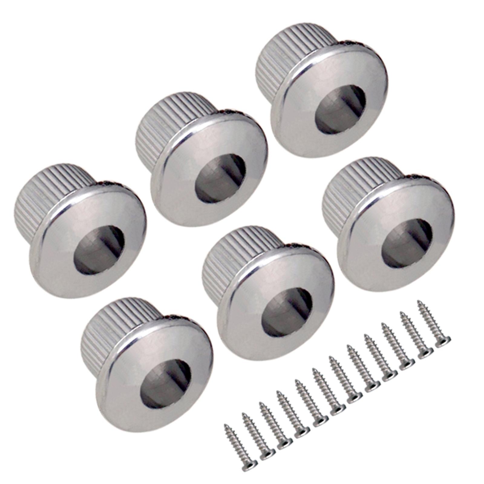 Magideal - 6 Unidades De Bujes De Conversión De Afinadores De Guitarra De Plástico, Orificio Abierto De 10Mm Para Afinadores De Guitarra Semicerrados , Plata Plata 3