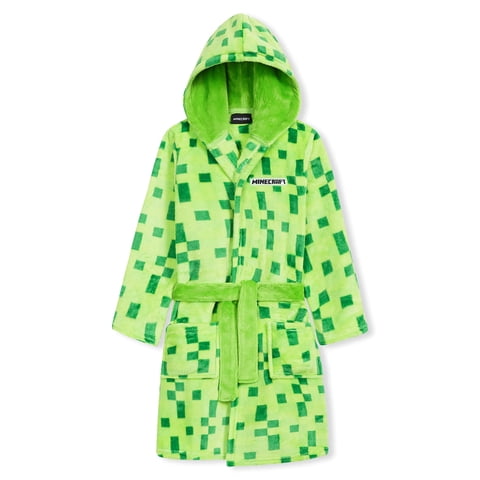 Bata Con Capucha De Forro Polar Para Niños Minecraft Verde 7-8 Años