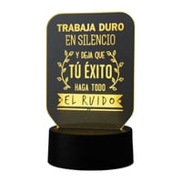 Lampara Ilusion 3D Frase: Trabaja Duro En Silencio... De 7 Colores, Base Touch
