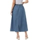 thumbnail image 3 of INSPIRE CHIC Falda Maxi de Mezclilla para Mujer Vuelta al Colegio Cintura Elástica Casual Línea A Falda Larga de Jean XL Azul, 3 of 6