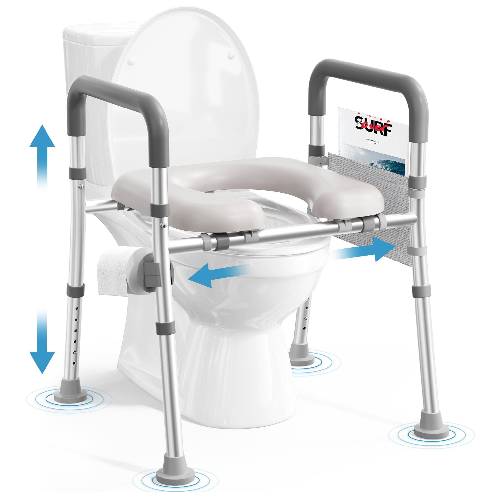 Elevador De Asiento De Inodoro Soundfuse Para Personas Mayores Con Asas, 400 Libras