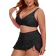 thumbnail image 4 of Agnes Orinda Bikini de Dos Piezas para Mujer de Talla Grande Retro Gingham con Nudo Alto Cintura Push Up Shirring Playa Verano Traje de Baño L Negro, 4 of 9