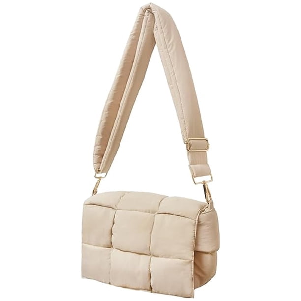 Bolso de mano acolchado para mujer, bolso acolchado, bolso de hombro acolchado, bolso de mano tejido de nailon, bolso bandolera de diseñador, bolso de plumas para mujer