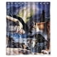 thumbnail image 1 of Cortina de ducha con diseño de lobo en el campo, con ganchos, tamaño 60 x 72 pulgadas, 1 of 3