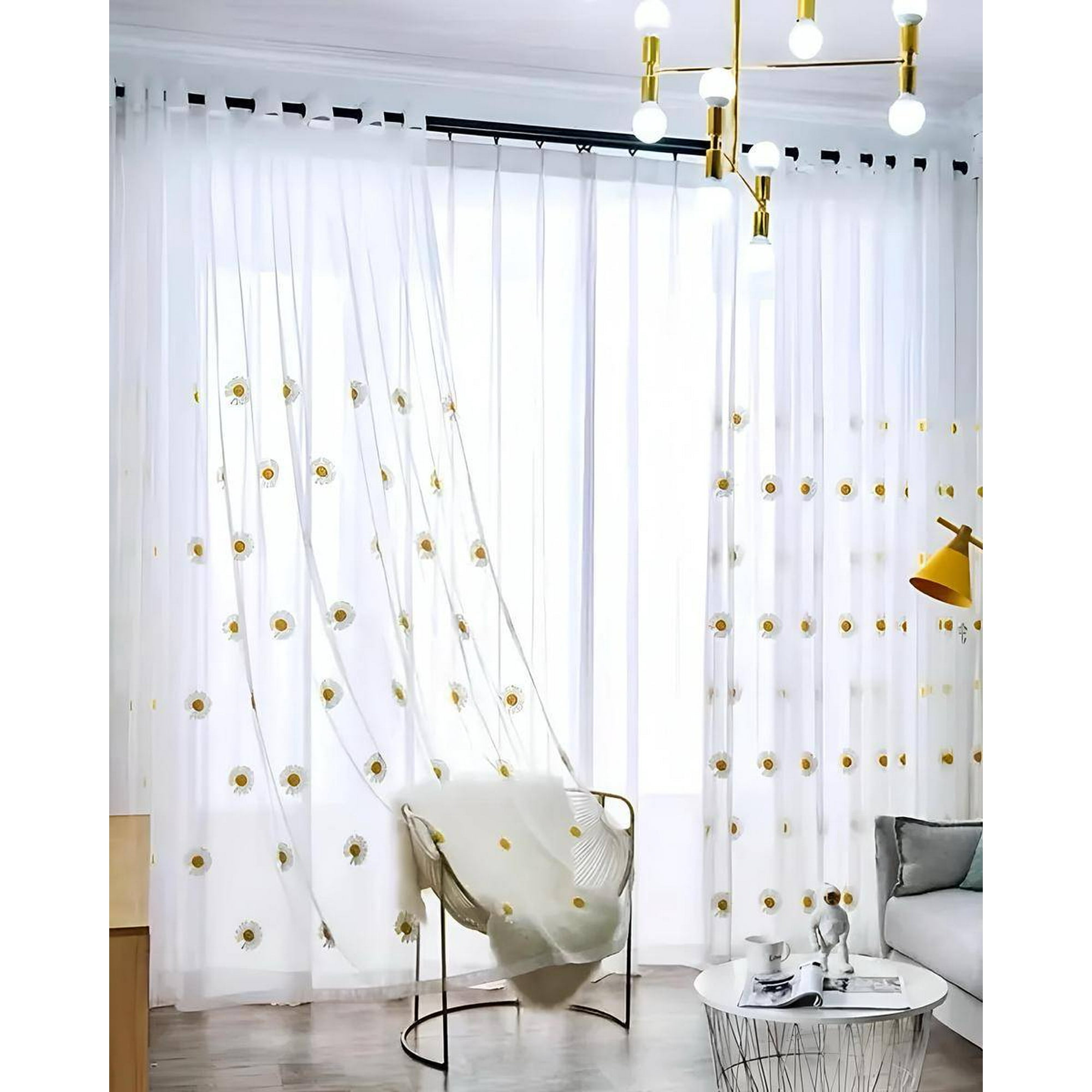 Genérico - 2 Panel De Cortina Visillo Transparente Con Textura 140x230cm