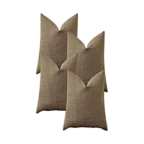 Genérico - Pack De 4 Fundas De Cojin Jacquard Cuadrille 45X45 Cm Café