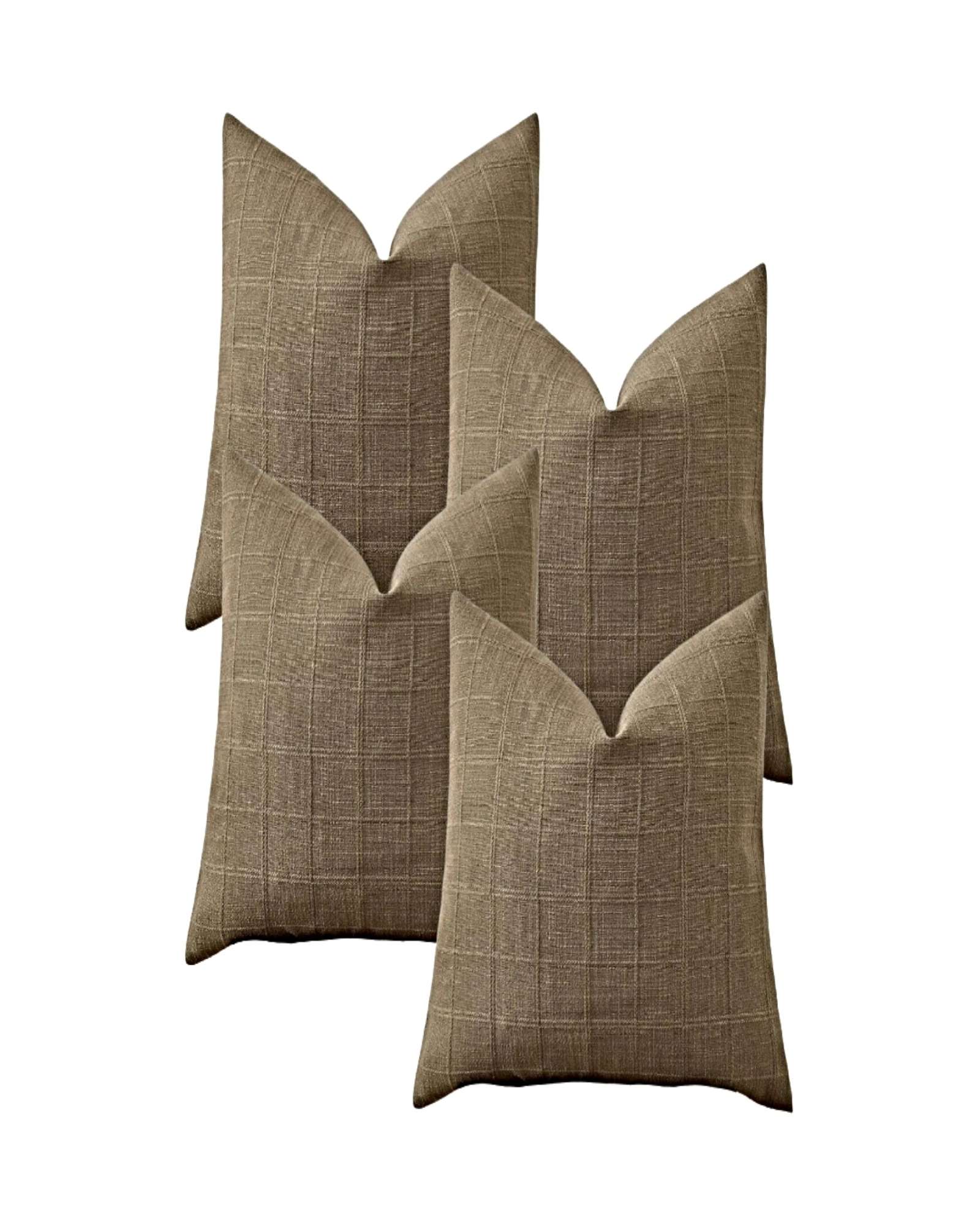 Genérico - Juego De 4 Fundas De Cojin Jacquard Cuadrille 45X45 Cm Café