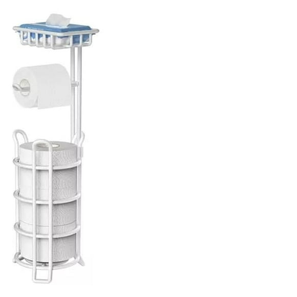 Soporte De Papel Higiénico Confort Pedestal Organizador Baño Con Base Blanco