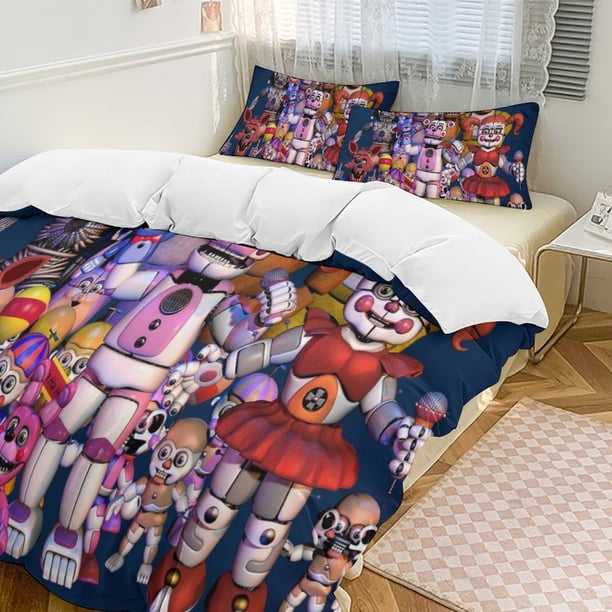 Five Nightat Freddy Quilt Set Thicken Soft 3 Pieces Bedding Set All Season Duvet Cove with 2 Pillowcases for Adult Women Girls Teens Home Room Decor
