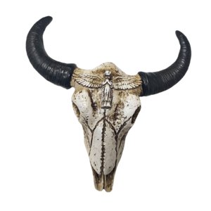 Magideal - Escultura Cabeza Decorativa Decoración De Pared De Cráneo De Toro Figura Animal En Resina Placa Ornamental Colgante Adecuada Para Colección Y