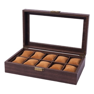 Ioensy - Reloj Caja De Almacenamiento De Madera A Prueba De Polvo Caja De Joyería De Bloqueo Regalo De Mujer 10 Rejilla