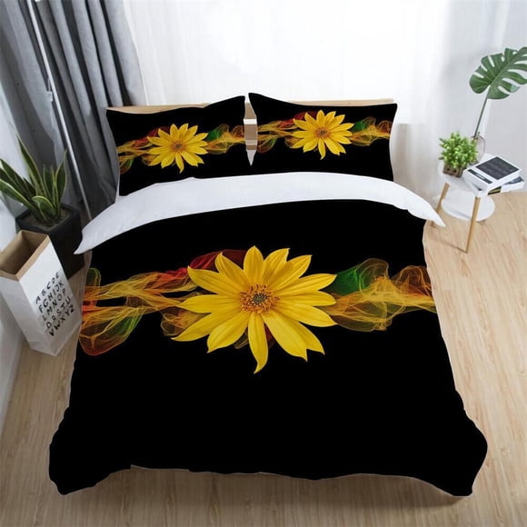 Unicron Sunflower Music Flag Tower Quilt Duvet Cover Set Bedding Kids3-Piece Bedding Set