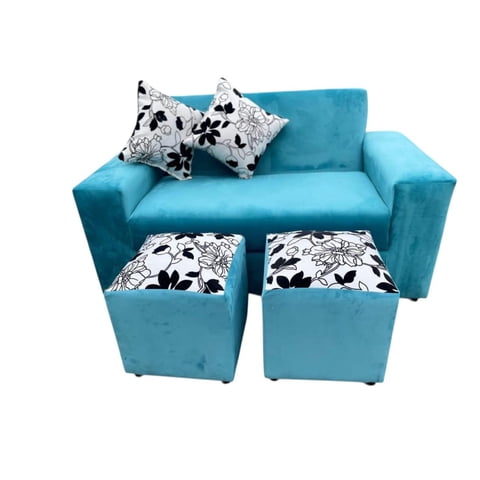 Vitelio - Sofa Roma 2 Cuerpos Color Turquesa + 2 Puff