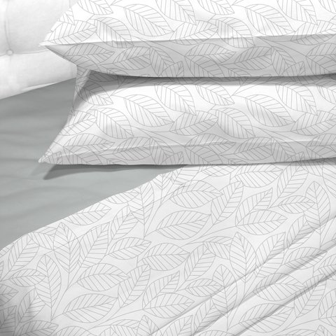 Sabanas Andes 180 Hilos Estampada Hojas Gris 1.5 Plazas