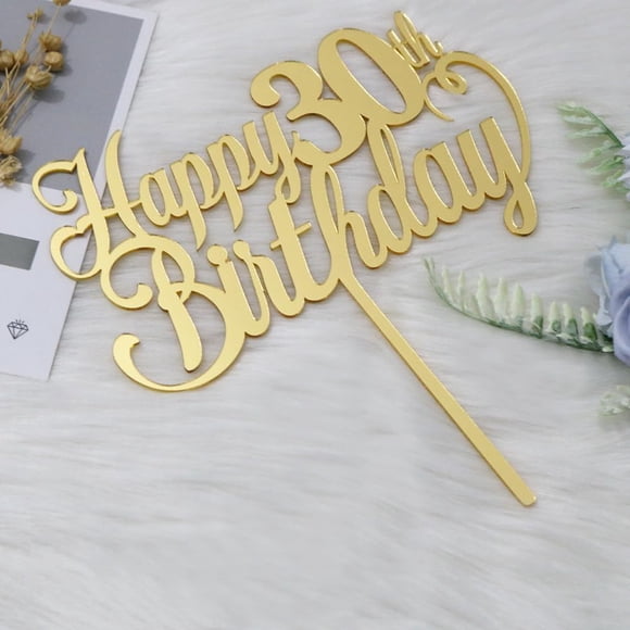 Adorno acrílico dorado para tartas Sodasos Happy 30 Birthday, decoración para tartas de 30 cumpleaño