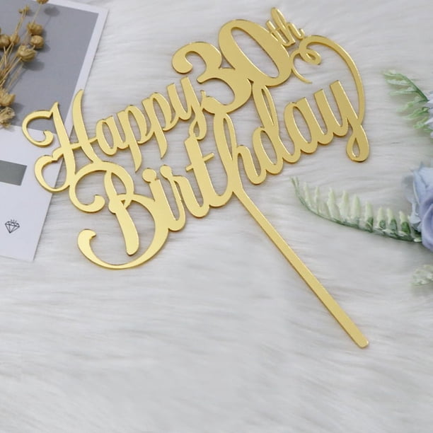 Adorno acrílico dorado para tartas Sodasos Happy 30 Birthday, decoración para tartas de 30 cumpleaño