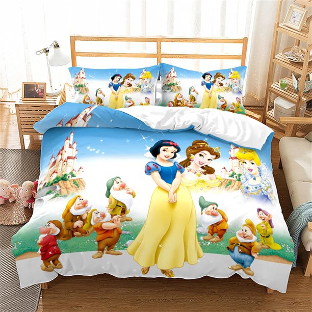 Princess Bedding Sets children Pink Girl Quilt Cover Set Little Mermaid Cinderella Duvet Cover and Pillowcases Bed Sheets