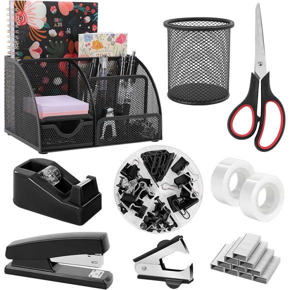 Set Oficina SKYDUE Organizador Escritorio Negro 12 Piezas