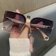 thumbnail image 3 of Gradient Cat Eye Sunglasses for Women and Men - Oversized Semi Rimless Glasses with Hollow Out Earpiece and UV400 Protection, 3 of 5