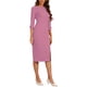 thumbnail image 4 of INSPIRE CHIC Vestido de Tubo para Mujer Cuello Barco Mangas 3/4 Dobladillo con Abertura Vestidos Midi para el Trabajo Rosa Suave L, 4 of 6