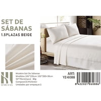 Mundo Shopping - Set De Sabanas 1.5 Plazas De 150 Hilos 1 Funda De Almohada Color Beige