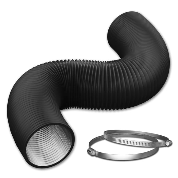 Manguera flexible de aluminio para conducto de 4" HYITCL, 3,5 m, 4 capas, negra con abrazaderas