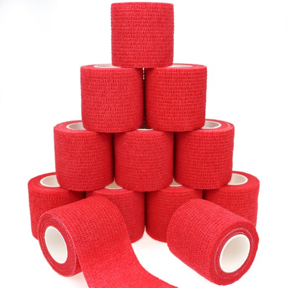 Venda Cohesiva Autoadhesiva De 5 Cm Roja 12 Rollos