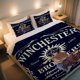 thumbnail image 1 of Winchester Brothers AnimeThemed Bedding Set Winchester Logo & Action Poses (Oliver & Jacob) Duvet Cover + 2 Pillowcases Manga Style Room Decor, 1 of 1