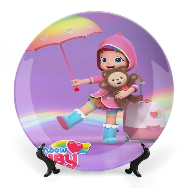 Rainbow Ruby Plato decorativo de porcelana fina (bone china), plato decorativo de cerámica para hogar, oficina, soporte de pared, platos decorativos para dormitorio - 6 pulgadas (15 cm)