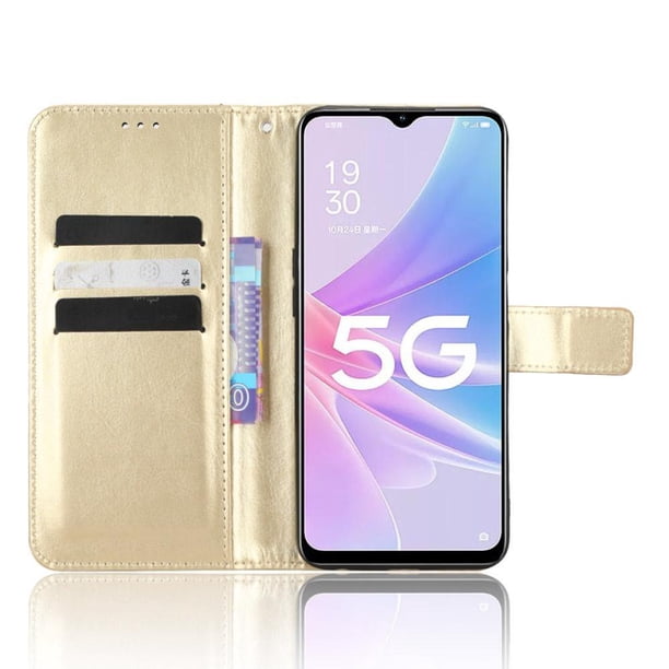 Funda tipo libro para OPPO A58 5G, cartera todo‑en‑uno, funda multifuncional con tarjetero y correa de muñeca desmontable