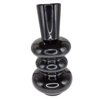 Mc Group - Jarron Decorativo De Cristal Negro Vintage -25 X 5.2