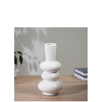 Mc Group - Jarrón De Mesa Decorativo De Cerámica Blanco “Grayson Anillos”