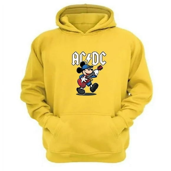 Polerón Canguro Raton Acdc Amarillo Talla Xs Unisex
