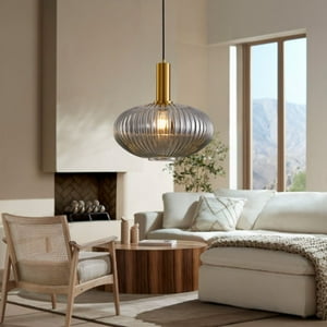 Electricastore - Lámpara Colgante Vidrio 30Cm Grisasea Minimalista