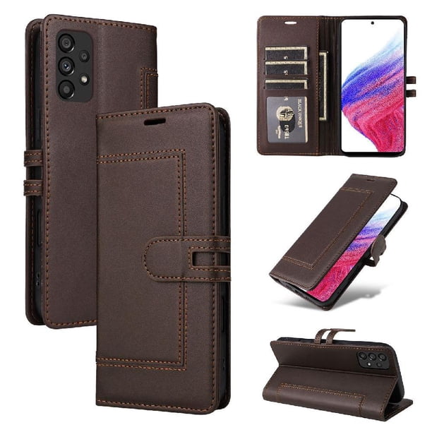 Premium Wallet Case for Samsung Galaxy A72 with Card Slots & Kickstand, Flip Cover Brown